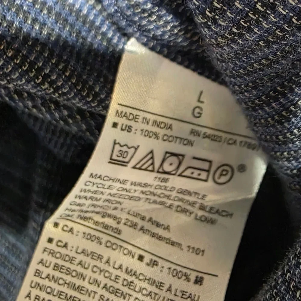 Banana Republic Factory Mens Untucked Fit Button Down Shirt‎ Blue Stripe Size L
